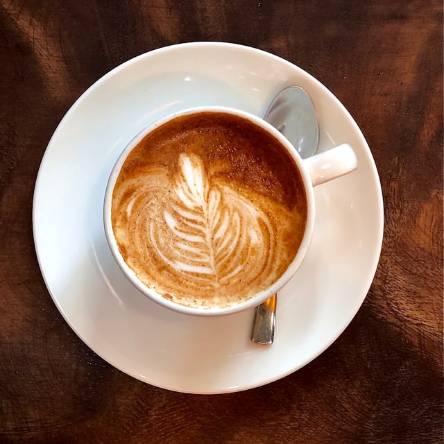 A cappuccino on a saucer