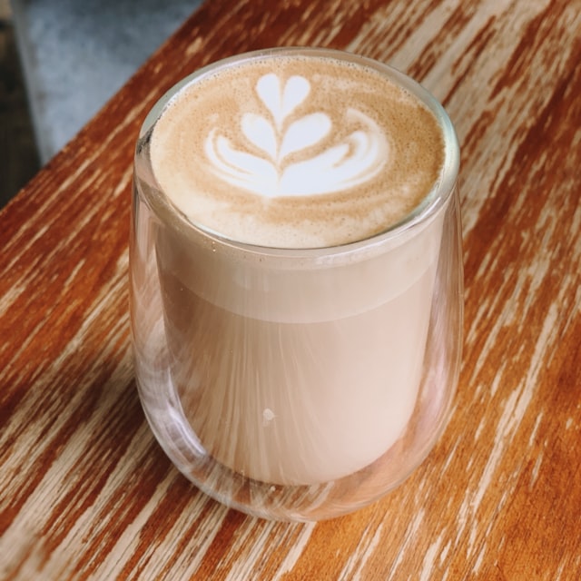 A mocha in a tall glass