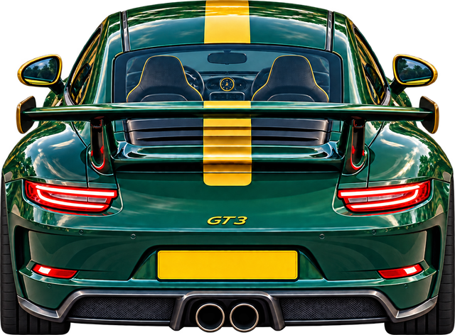 Green and gold Porsche 911 GT3
